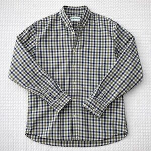 Barbour Men’s Gingham Button-Down Shirt – Small Hole on Back (Read Description)